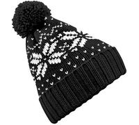 Beechfield Fair Isle Snowstar Winter Beanie Hat in True Black Beechfield True Black One Size