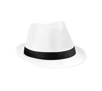 Beechfield Fedora Hat Colour=White/Black Size=S-M