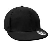 Beechfield Flat Peak Rapper Cap in Black Beechfield Black One Size