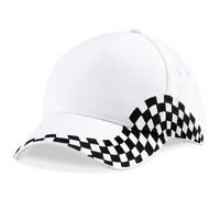 Beechfield Grand Prix Baseball Cap Cotton Twill Hat Embroidered Chequer Design
