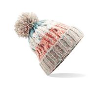 Beechfield Unisex Adults Corkscrew Knitted Pom Beanie Hat, Multicolour (Milkshake Mix 000), One (Size:One Size)