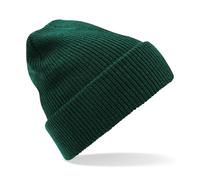 Beechfield Heritage Premium Plain Winter Beanie Hat in Bottle Green Beechfield Bottle Green One Size