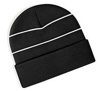 Beechfield Hi-Viz knitted striped hat in Black