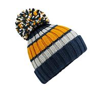 Beechfield Hygge Striped Beanie One Size Dijon Blue