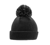 Beechfield Junior Reflective Bobble Beanie - Unisex Styling - Black