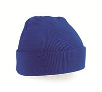 Beechfield Kids Children Girls Boys Winter Knitted Wooly Turn Up Cuffed Ski Beanie Hat (Blue)