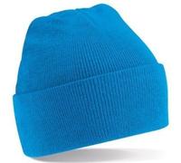 Beechfield Knitted Beanie Winter Mens Ladies Unisex Wooly Ski Turn Up Hat Royal