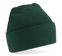 Beechfield Knitted hat with turn up in Bottle green