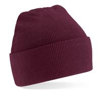 Beechfield Knitted hat with turn up in Burgundy