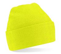 Beechfield Knitted hat with turn up in Fluorescent Yellow
