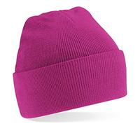 Beechfield Knitted hat with turn up in Fuchsia