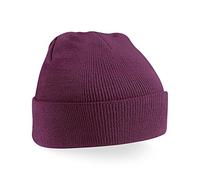 Beechfield Knitted Hat with Turn Up – Plum