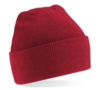 Beechfield Knitted hat with turn up in Red
