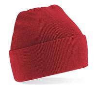 Beechfield Knitted hat with turn up in Red
