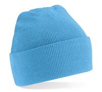 Beechfield Knitted hat with turn up in Surf Blue
