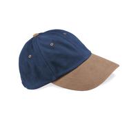 Beechfield Low Profile Dual Tone Heavy Brushed Cotton Cap (BC057) - Navy Blue/Taupe - OSFA