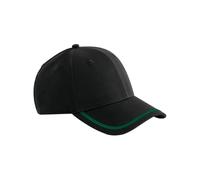 Beechfield Match Day Cap - Black/Kelly Green, Silicone Print Detailing, Made for Personalisation, 6 Panel Design, Structured Front Panels, Recycled Polyester, Baseball Cap/Hats for Men UK