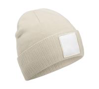Beechfield Men's Appliqué Patch Beanie in Light Beige Beechfield Light Beige One Size