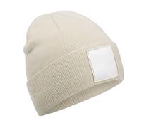 Beechfield Men's Appliqué Patch Beanie in Light Beige Beechfield Light Beige One Size