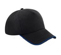 Beechfield Men's Authentic 5 Panel Piped Peak Cap in Black Beechfield Black One Size