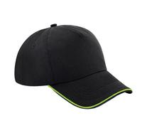 Beechfield Men's Authentic 5 Panel Piped Peak Cap in Black Beechfield Black One Size