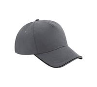 Beechfield Men's Authentic Piped 5 Panel Cap in Grey Beechfield Grey One Size