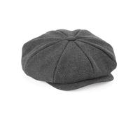 Beechfield Mens Baker Boy Hat Heritage 8 Panel Herringbone Buttoned Flat Cap