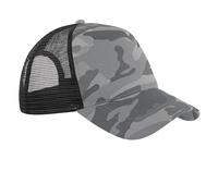 Beechfield Men's Camo Snapback Trucker Cap in Mid Grey Beechfield Mid Grey One Size
