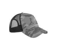 Beechfield Men's Camo Snapback Trucker Cap in Mid Grey Beechfield Mid Grey One Size