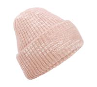 Beechfield Men's Chunky Knit Reverse Patch Beanie in Baby Pink Beechfield Baby Pink One Size