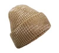 Beechfield Men's Chunky Knit Reverse Patch Beanie in Medium Beige Beechfield Medium Beige One Size