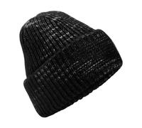 Beechfield Men's Chunky Knit Reverse Patch Beanie in True Black Beechfield True Black One Size