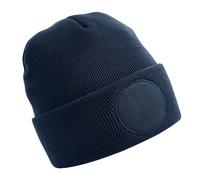 Beechfield Men's Circular Patch Beanie in Navy Beechfield Navy One Size
