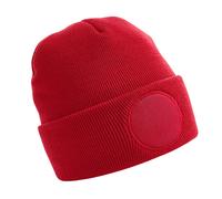 Beechfield Men's Circular Patch Beanie in Red Beechfield Red One Size