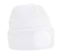 Beechfield Men's Circular Patch Beanie in White Beechfield White One Size