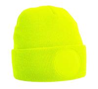 Beechfield Men's Circular Patch Beanie in Yellow Beechfield Yellow One Size