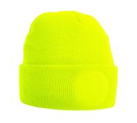Beechfield Men's Circular Patch Beanie in Yellow Beechfield Yellow One Size