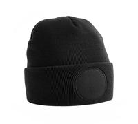 Beechfield Men's Circular Patch Cuffed Beanie in Black Beechfield Black One Size