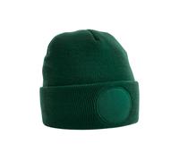 Beechfield Men's Circular Patch Cuffed Beanie in Bottle Green Beechfield Bottle Green One Size