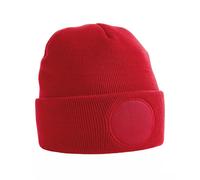 Beechfield Men's Circular Patch Cuffed Beanie in Red Beechfield Red One Size