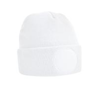 Beechfield Men's Circular Patch Cuffed Beanie in White Beechfield White One Size
