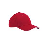 Beechfield Men's Classic 6 Panel Cotton Sandwich Peak Cap in Red Beechfield Red One Size