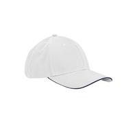 Beechfield Men's Classic 6 Panel Cotton Sandwich Peak Cap in White Beechfield White One Size