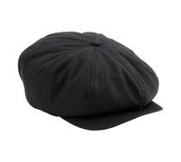 Beechfield Mens Classic Herringbone Newsboy Black Cap 2 Size RW4068