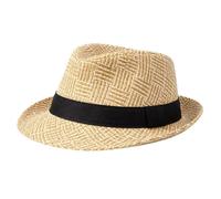 Beechfield Men's Contrast Straw Fedora in Natural | Size: S/M Beechfield Natural S/M