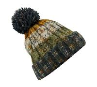 Beechfield Men's Corkscrew Knitted Pom Pom Beanie Hat in Dark Olive Beechfield Dark Olive One Size