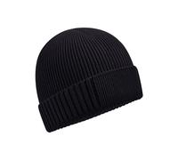 Beechfield Men's Cotton Engineered Patch Beanie in Black Beechfield Black One Size