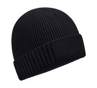 Beechfield Men's Cotton Engineered Patch Beanie in Black Beechfield Black One Size