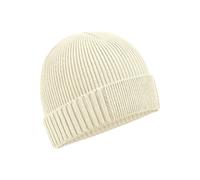 Beechfield Men's Cotton Engineered Patch Beanie in Light Sand Beechfield Light Sand One Size