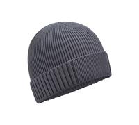 Beechfield Men's Cotton Engineered Patch Beanie in Mid Grey Beechfield Mid Grey One Size